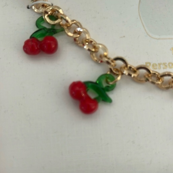 🍒 Piper·k Cherry Bag Charm – 12” Gold Chain, Playful Red Cherries, Nickel-Free - Picture 4 of 6